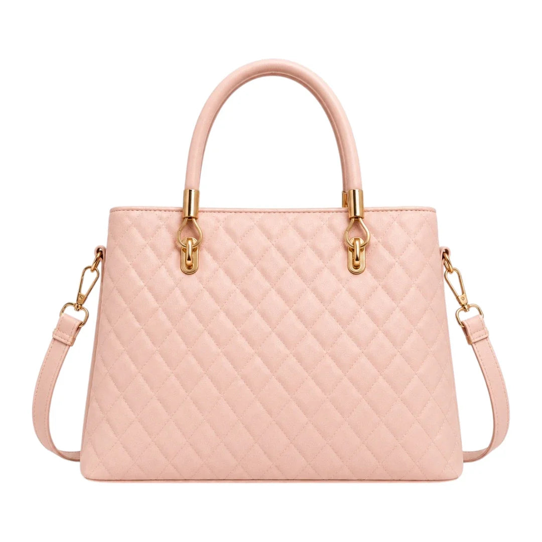 Luxford Pink Madison Quilted Faux Leather Shoulder Satchel
