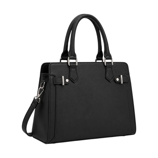 Luxford Black Women's Satchel Handbag – Classic Structured Faux Leather