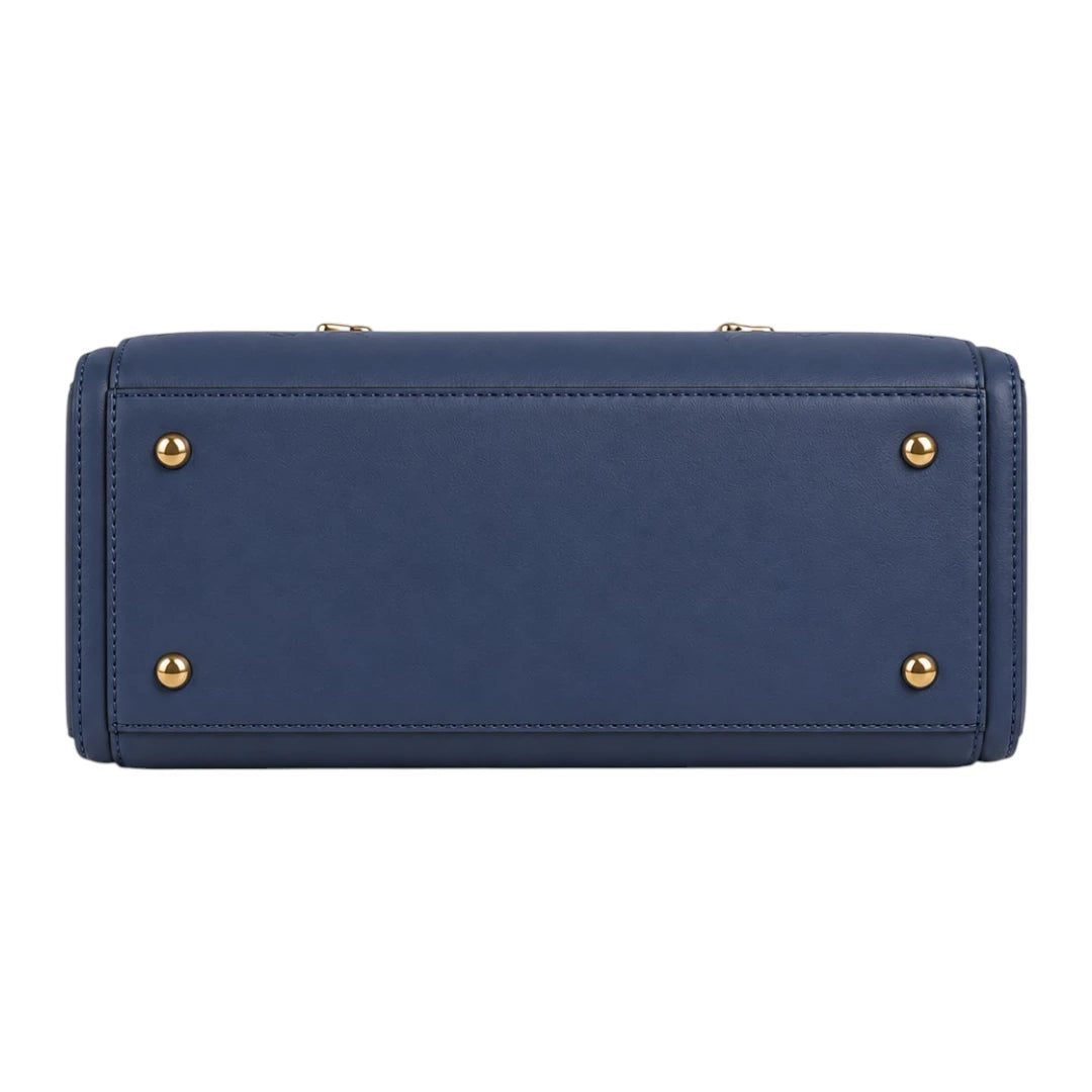 Luxford Blue Women's Satchel Handbag – Floral Embossed Faux Leather