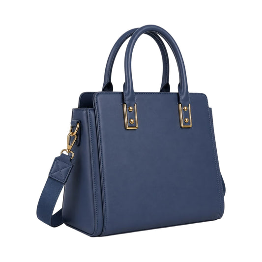 Luxford Blue Women's Satchel Handbag – Floral Embossed Faux Leather