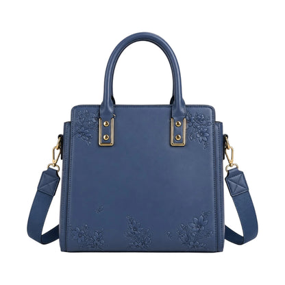 Luxford Blue Women's Satchel Handbag – Floral Embossed Faux Leather