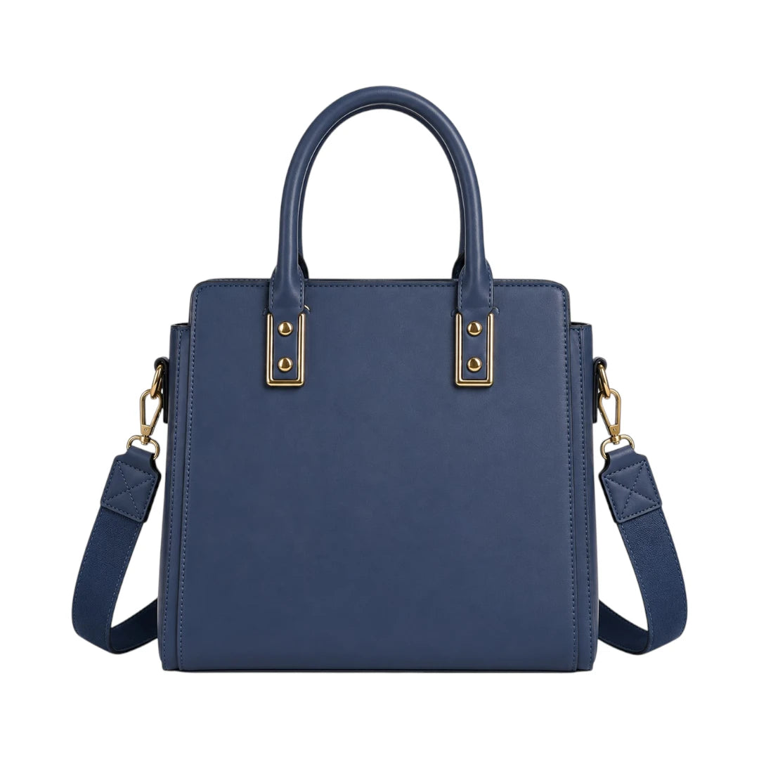 Luxford Blue Women's Satchel Handbag – Floral Embossed Faux Leather