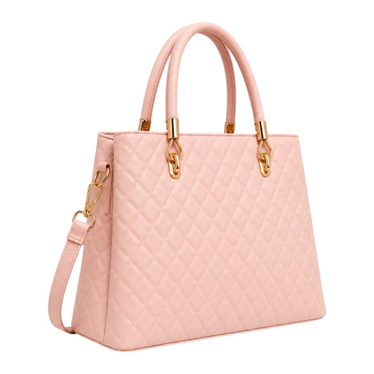 Luxford Pink Madison Quilted Faux Leather Shoulder Satchel
