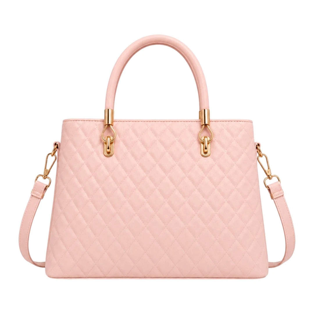Luxford Pink Madison Quilted Faux Leather Shoulder Satchel